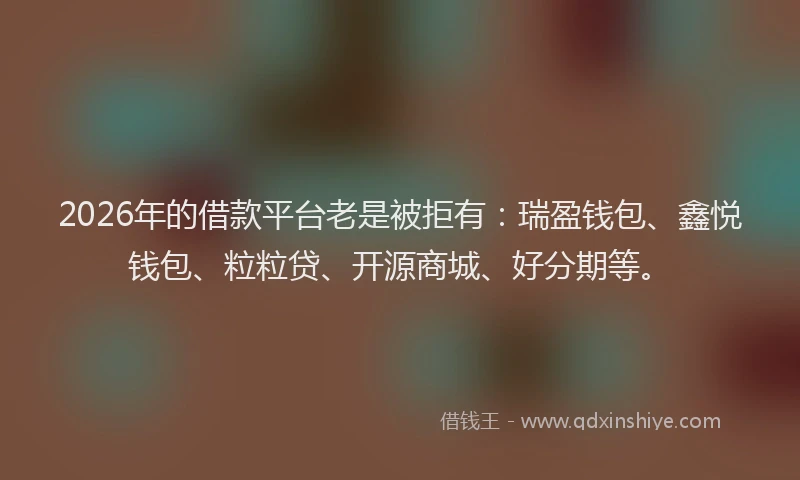 2026年的借款平台老是被拒有：瑞盈钱包、鑫悦钱包、粒粒贷、开源商城、好分期等。