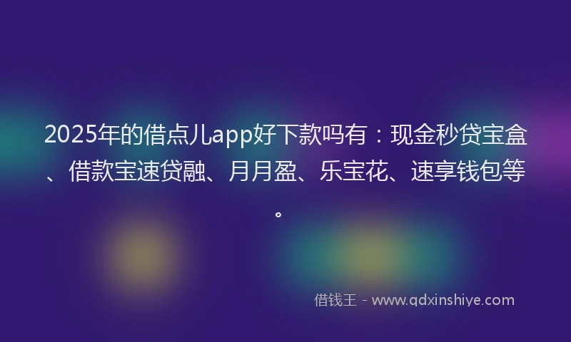 2025年的借点儿app好下款吗有：现金秒贷宝盒、借款宝速贷融、月月盈、乐宝花、速享钱包等。