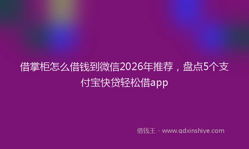 借掌柜怎么借钱到微信2026年推荐，盘点5个支付宝快贷轻松借app