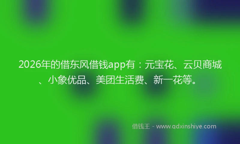2026年的借东风借钱app有：元宝花、云贝商城、小象优品、美团生活费、新一花等。