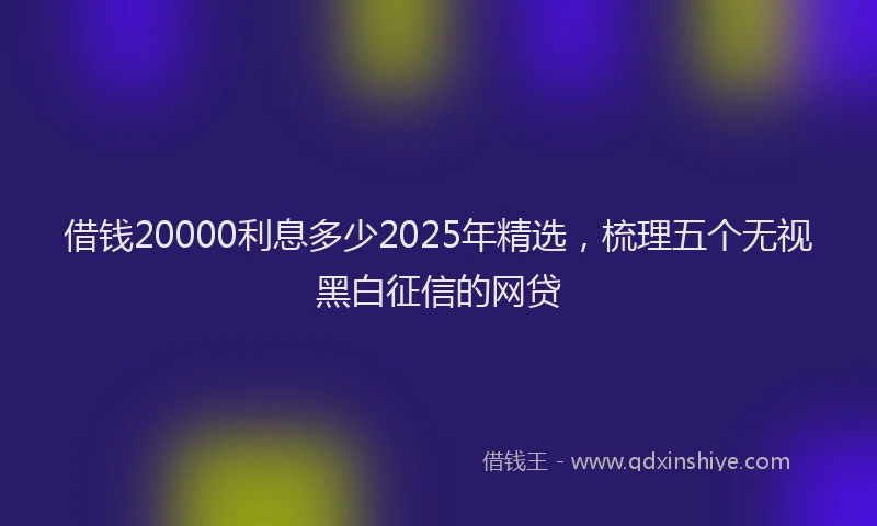 借钱20000利息多少2025年精选,梳理五个无视黑白征信的网贷
