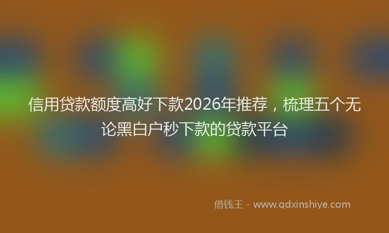 信用贷款额度高好下款2026年推荐，梳理五个无论黑白户秒下款的贷款平台
