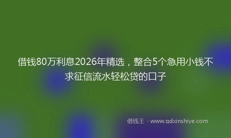 借钱80万利息2026年精选，整合5个急用小钱不求征信流水轻松贷的口子