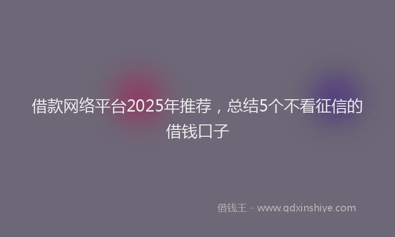 借款网络平台2025年推荐,总结5个不看征信的借钱口子