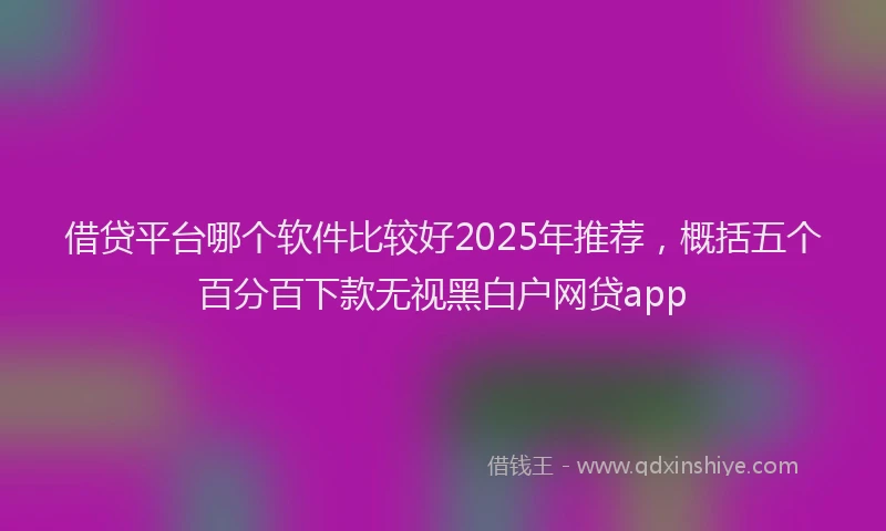 借贷平台哪个软件比较好2025年推荐，概括五个百分百下款无视黑白户网贷app