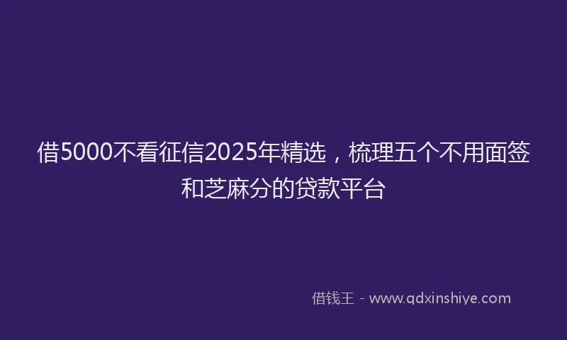 借5000不看征信2025年精选，梳理五个不用面签和芝麻分的贷款平台