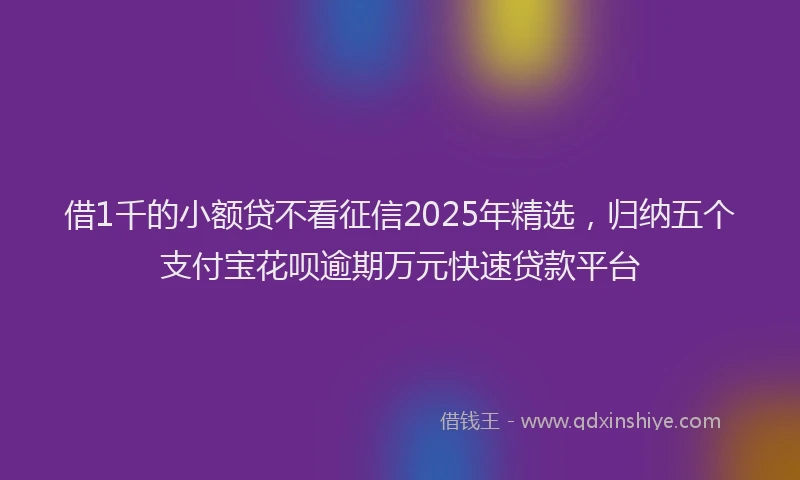 借1千的小额贷不看征信2025年精选，归纳五个支付宝花呗逾期万元快速贷款平台