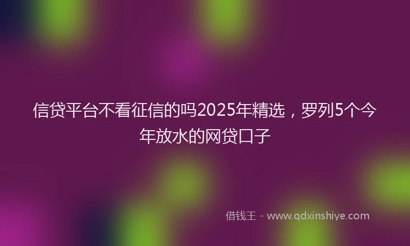 信贷平台不看征信的吗2025年精选，罗列5个今年放水的网贷口子