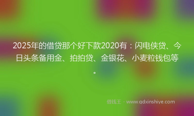 2025年的借贷那个好下款2020有：闪电侠贷、今日头条备用金、拍拍贷、金银花、小麦粒钱包等。