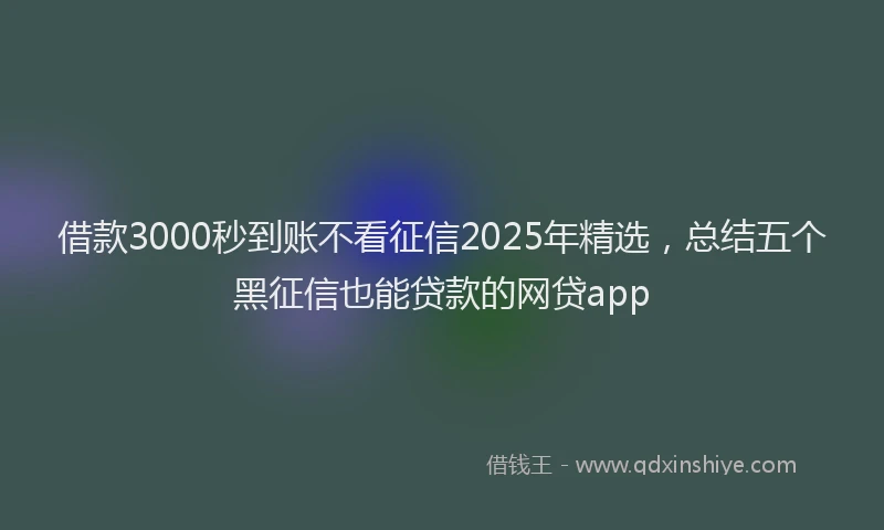 借款3000秒到账不看征信2025年精选,总结五个黑征信也能贷款的网贷app