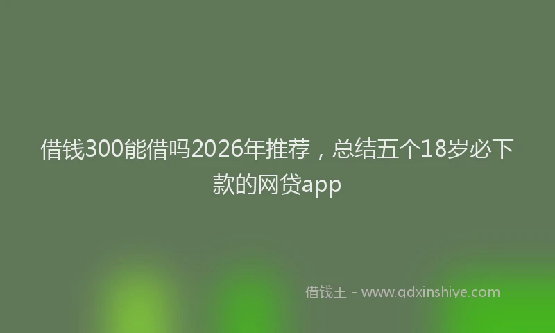 借钱300能借吗2026年推荐，总结五个18岁必下款的网贷app