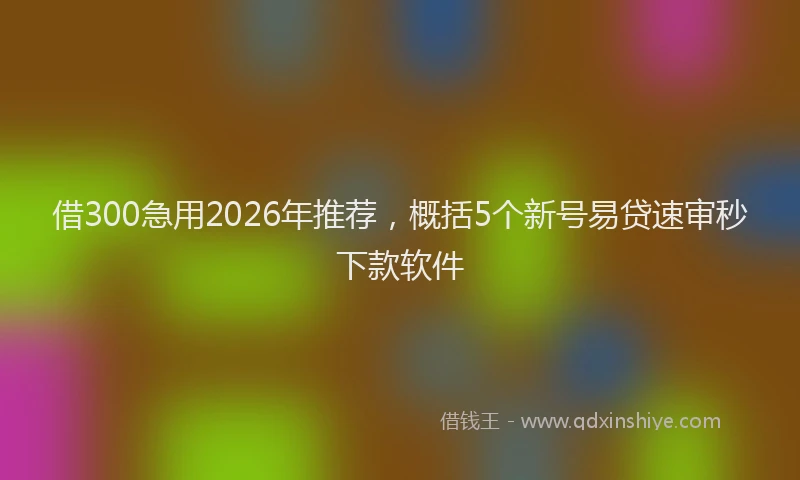 借300急用2026年推荐,概括5个新号易贷速审秒下款软件