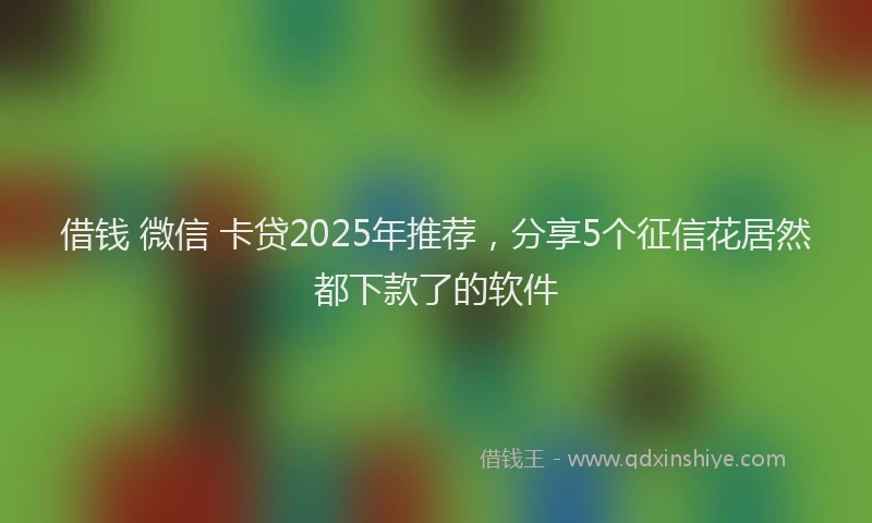 借钱 微信 卡贷2025年推荐，分享5个征信花居然都下款了的软件
