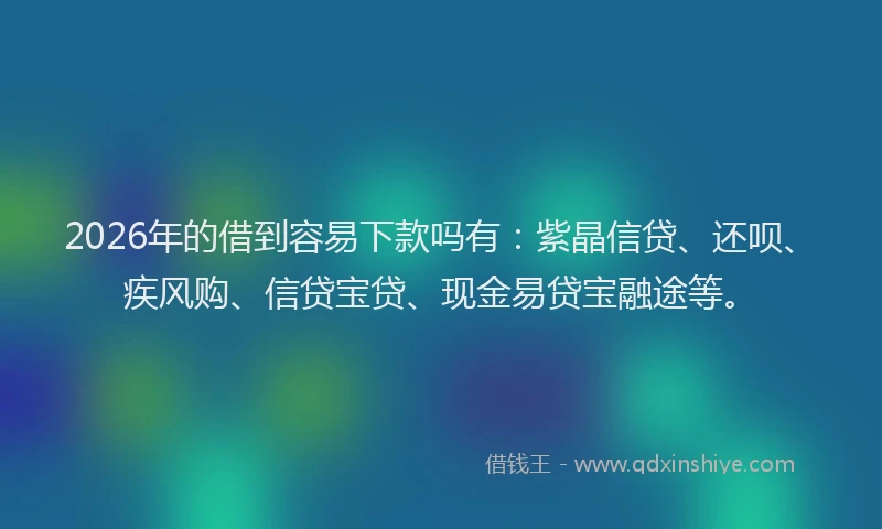 2026年的借到容易下款吗有:紫晶信贷、还呗、疾风购、信贷宝贷、现金易贷宝融途等。