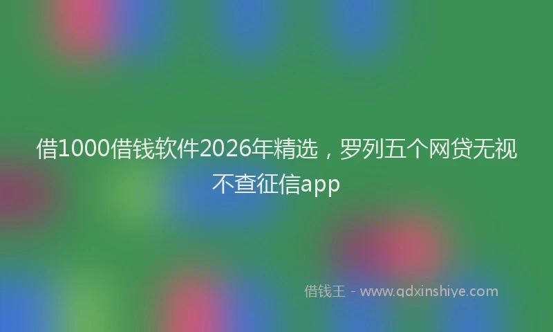 借1000借钱软件2026年精选，罗列五个网贷无视不查征信app