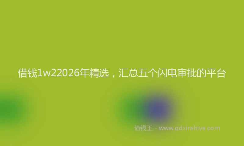 借钱1w22026年精选,汇总五个闪电审批的平台