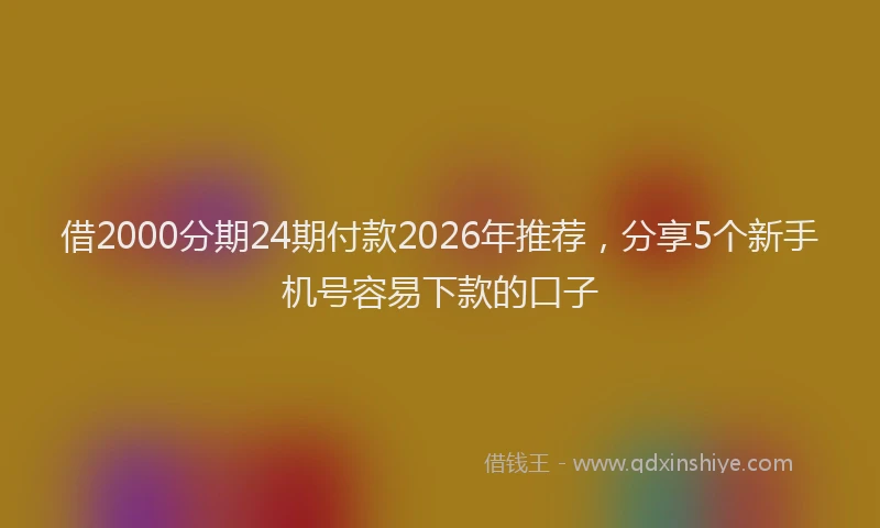 借2000分期24期付款2026年推荐，分享5个新手机号容易下款的口子