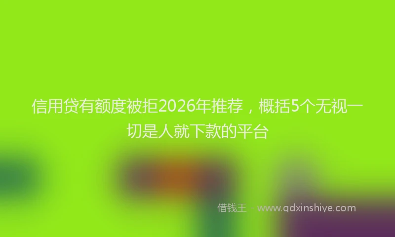 信用贷有额度被拒2026年推荐，概括5个无视一切是人就下款的平台