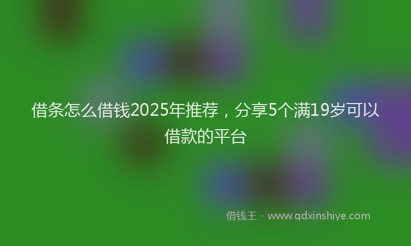 借条怎么借钱2025年推荐，分享5个满19岁可以借款的平台