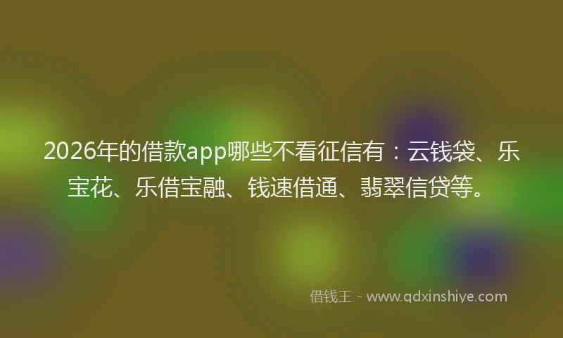 2026年的借款app哪些不看征信有：云钱袋、乐宝花、乐借宝融、钱速借通、翡翠信贷等。