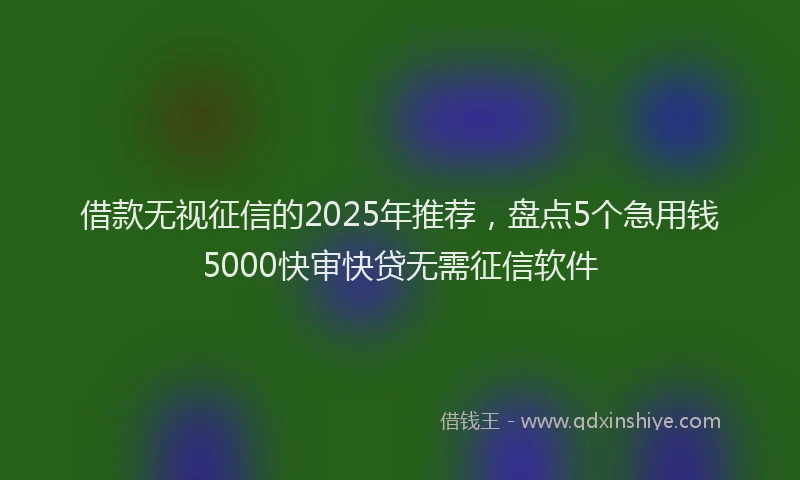 借款无视征信的2025年推荐，盘点5个急用钱5000快审快贷无需征信软件