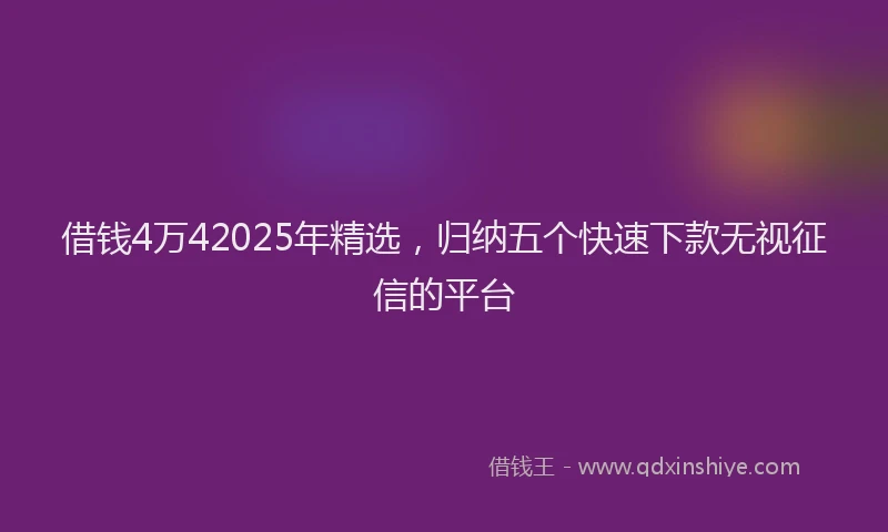 借钱4万42025年精选，归纳五个快速下款无视征信的平台