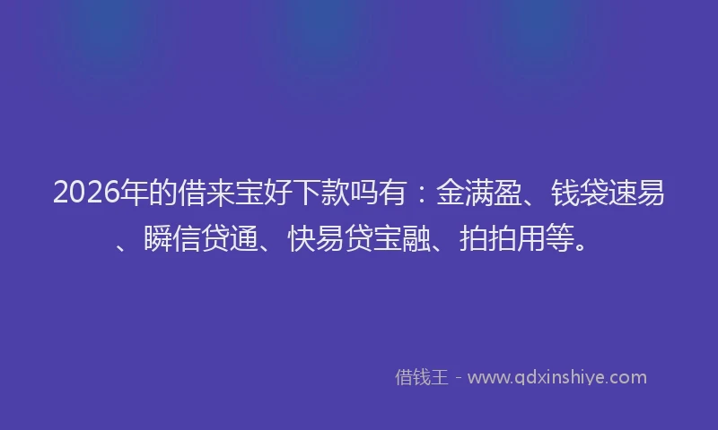 2026年的借来宝好下款吗有：金满盈、钱袋速易、瞬信贷通、快易贷宝融、拍拍用等。