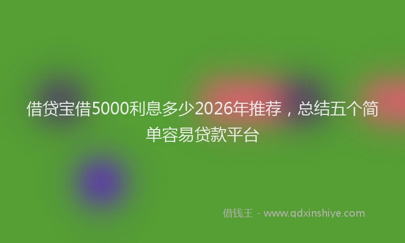 借贷宝借5000利息多少2026年推荐，总结五个简单容易贷款平台