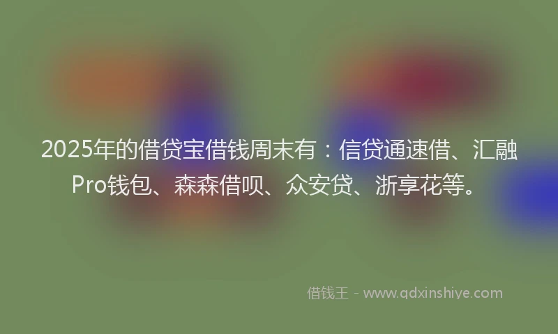 2025年的借贷宝借钱周末有：信贷通速借、汇融Pro钱包、森森借呗、众安贷、浙享花等。