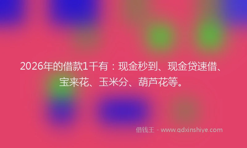 2026年的借款1千有:现金秒到、现金贷速借、宝来花、玉米分、葫芦花等。