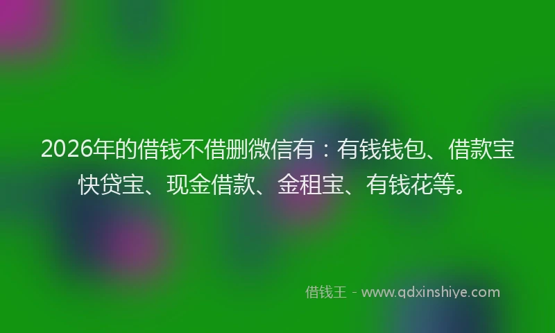 2026年的借钱不借删微信有：有钱钱包、借款宝快贷宝、现金借款、金租宝、有钱花等。