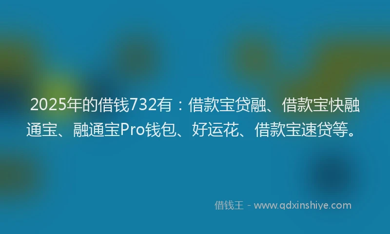 2025年的借钱732有:借款宝贷融、借款宝快融通宝、融通宝Pro钱包、好运花、借款宝速贷等。
