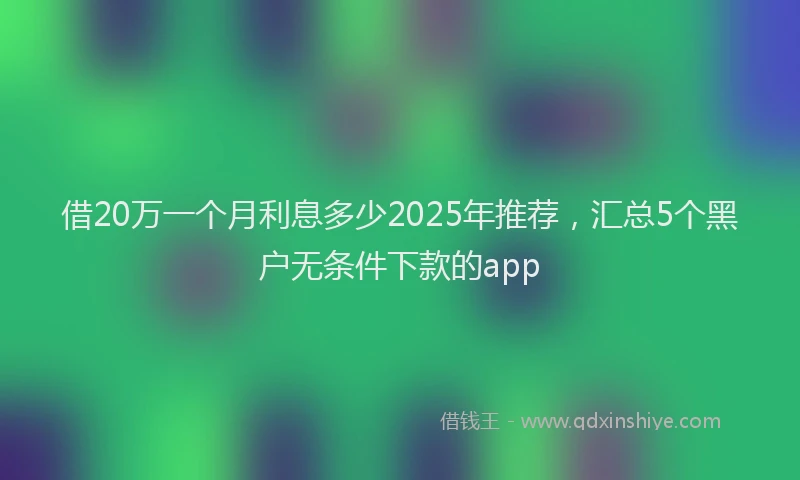 借20万一个月利息多少2025年推荐,汇总5个黑户无条件下款的app
