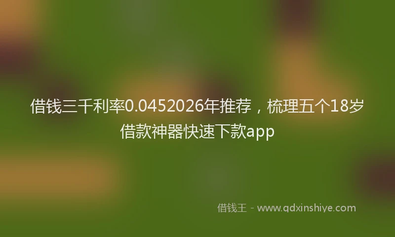 借钱三千利率0.0452026年推荐，梳理五个18岁借款神器快速下款app