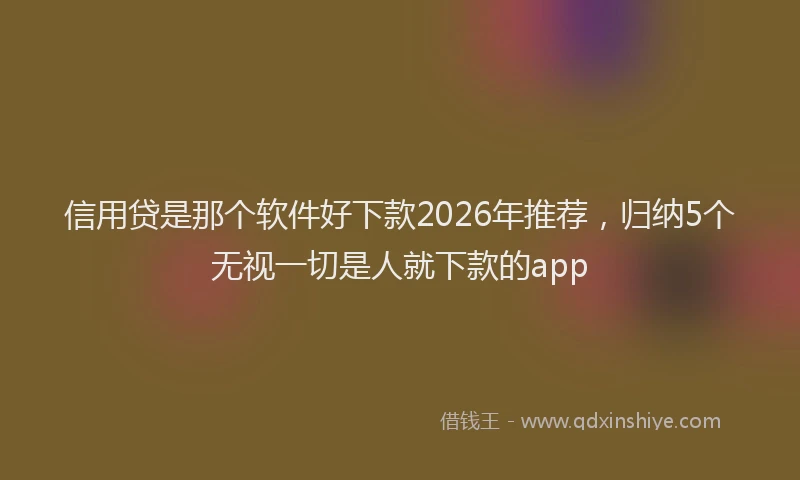 信用贷是那个软件好下款2026年推荐，归纳5个无视一切是人就下款的app