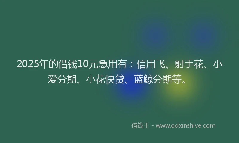 2025年的借钱10元急用有:信用飞、射手花、小爱分期、小花快贷、蓝鲸分期等。