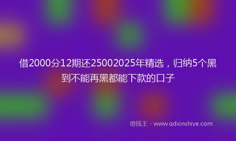 借2000分12期还25002025年精选,归纳5个黑到不能再黑都能下款的口子
