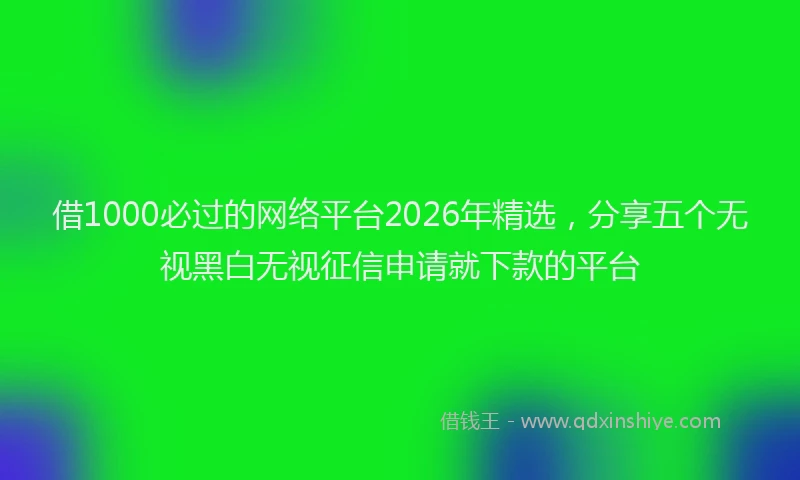 借1000必过的网络平台2026年精选，分享五个无视黑白无视征信申请就下款的平台