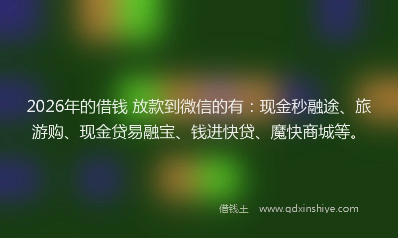 2026年的借钱 放款到微信的有：现金秒融途、旅游购、现金贷易融宝、钱进快贷、魔快商城等。