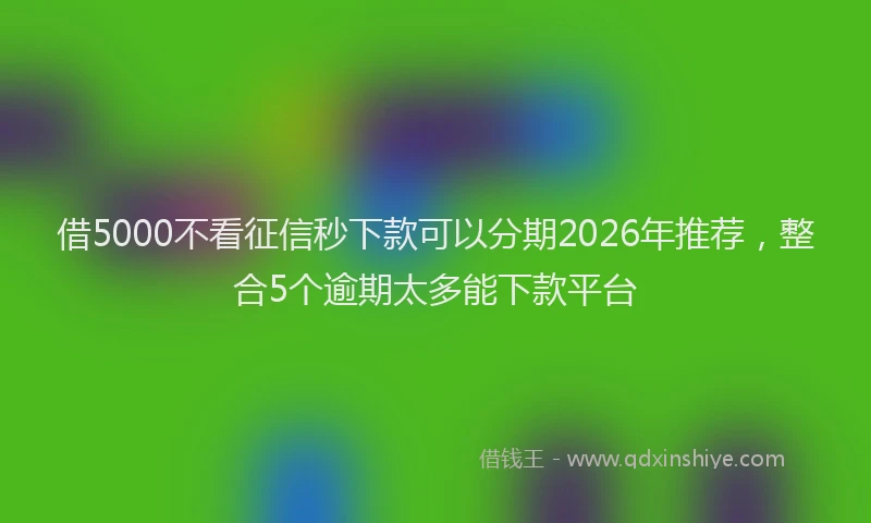 借5000不看征信秒下款可以分期2026年推荐,整合5个逾期太多能下款平台