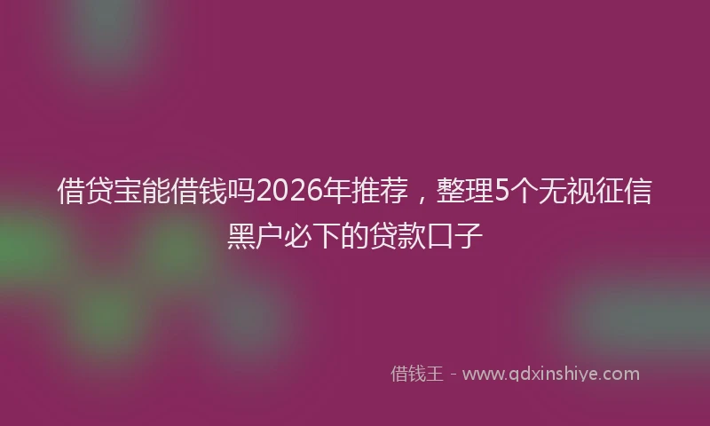 借贷宝能借钱吗2026年推荐，整理5个无视征信黑户必下的贷款口子