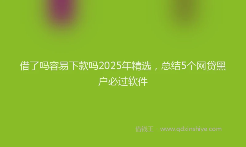 借了吗容易下款吗2025年精选,总结5个网贷黑户必过软件