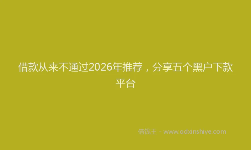 借款从来不通过2026年推荐,分享五个黑户下款平台