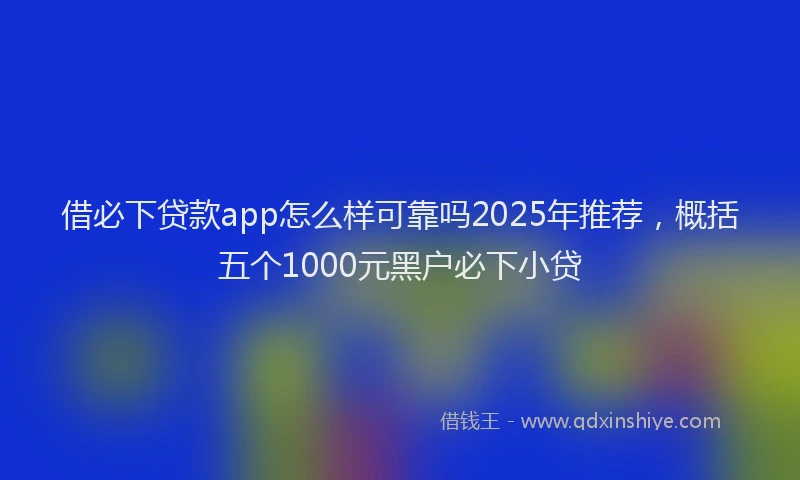 借必下贷款app怎么样可靠吗2025年推荐,概括五个1000元黑户必下小贷
