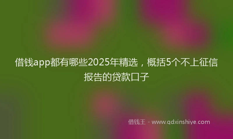 借钱app都有哪些2025年精选，概括5个不上征信报告的贷款口子
