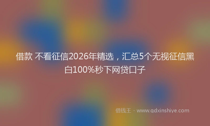 借款 不看征信2026年精选，汇总5个无视征信黑白100%秒下网贷口子