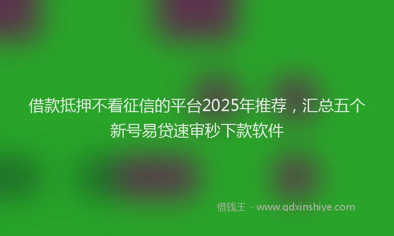 借款抵押不看征信的平台2025年推荐，汇总五个新号易贷速审秒下款软件
