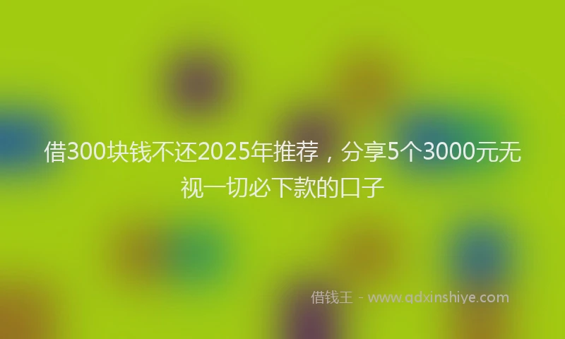 借300块钱不还2025年推荐，分享5个3000元无视一切必下款的口子