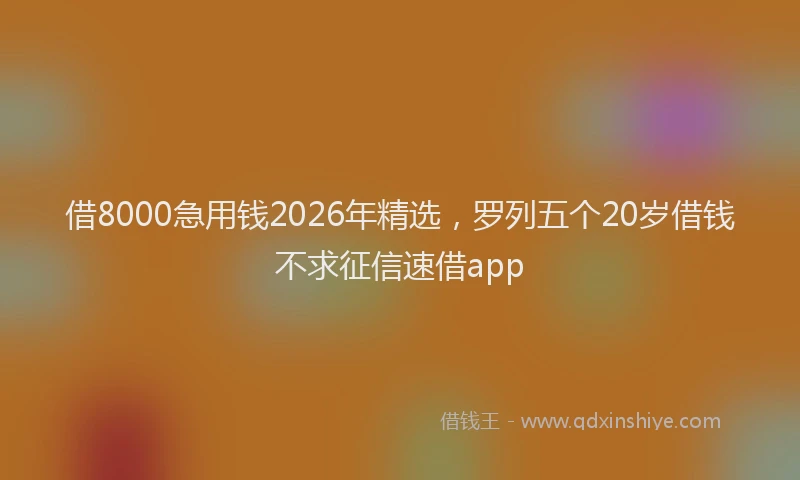 借8000急用钱2026年精选，罗列五个20岁借钱不求征信速借app