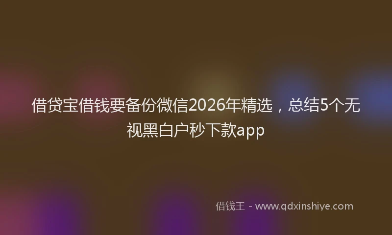 借贷宝借钱要备份微信2026年精选,总结5个无视黑白户秒下款app